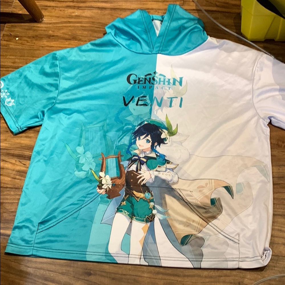Venti Teal and White Hoodie. Size 1X